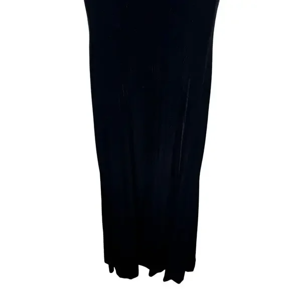 Eliza J. Velvet Feather Trim Cowl Neck Ruched Side Maxi Dress Black Women Size 6 - Picture 5 of 11